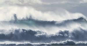 big blue wave crashing